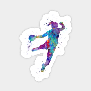 Handball Girl Colorful Watercolor Silhouette Sticker